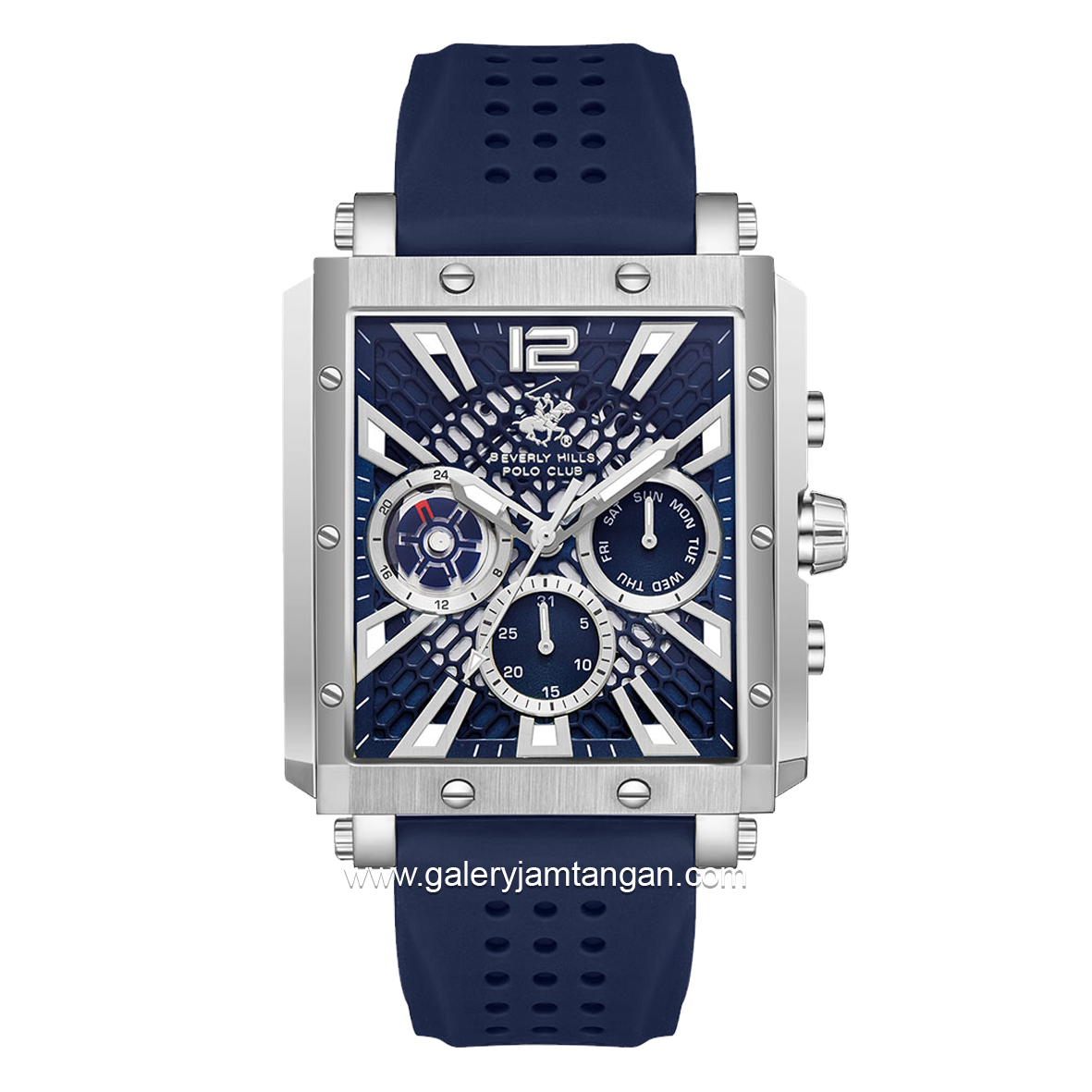 BEVERLY HILLS POLO CLUB BP3661X.399 Navy Silver Rubber Strap