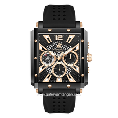 BEVERLY HILLS POLO CLUB BP3661X.651 Black Rosegold Rubber Strap