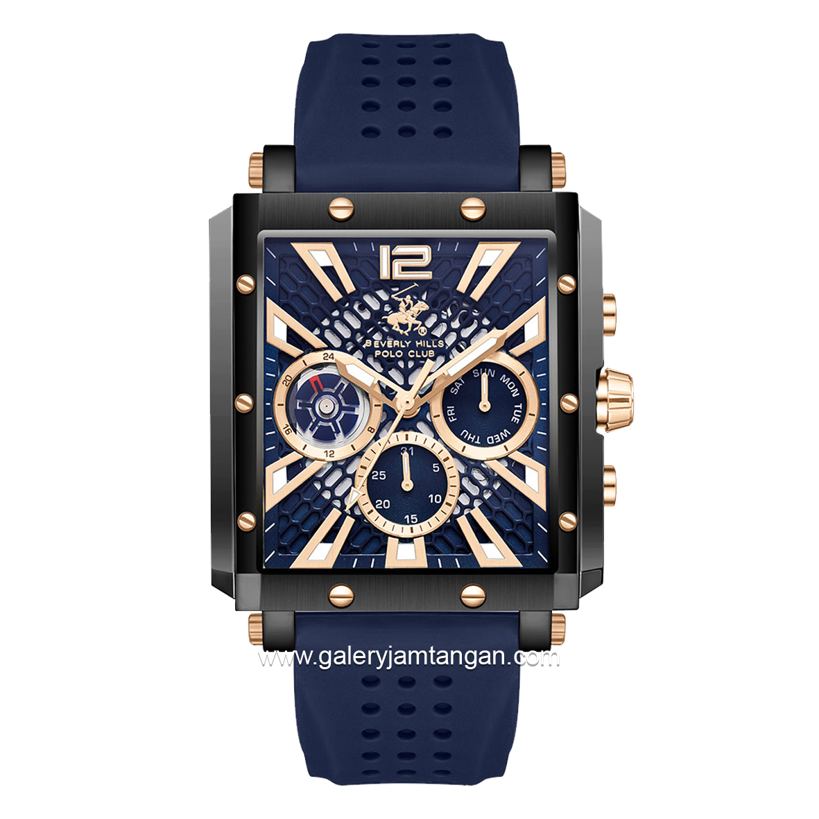 BEVERLY HILLS POLO CLUB BP3661X.699 Navy Black Rubber Strap