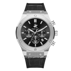 BEVERLY HILLS POLO CLUB BP3690X.366 Black Silver Silicone Leather Strap