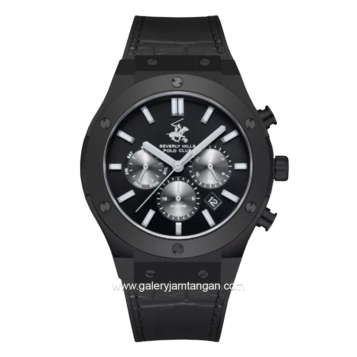 BEVERLY HILLS POLO CLUB BP3690X.651 Full Black Silicone Leather Strap