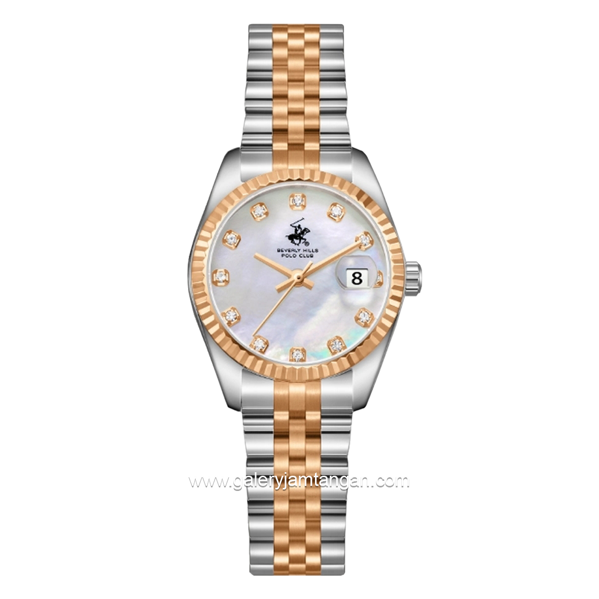 BEVERLY HILLS POLO CLUB BP3707X.520 Silver Gold Mother Of Pearl Dial Stainless Steel