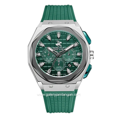 BEVERLY HILLS POLO CLUB BP3718X.375 Green Silver Rubber Strap