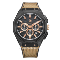 BEVERLY HILLS POLO CLUB BP3719X.055 Multi Function Brown Dial Black Silicone Strap