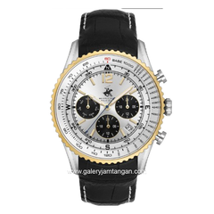 BEVERLY HILLS POLO CLUB BP3723X.331 Black Dial White Leather Strap