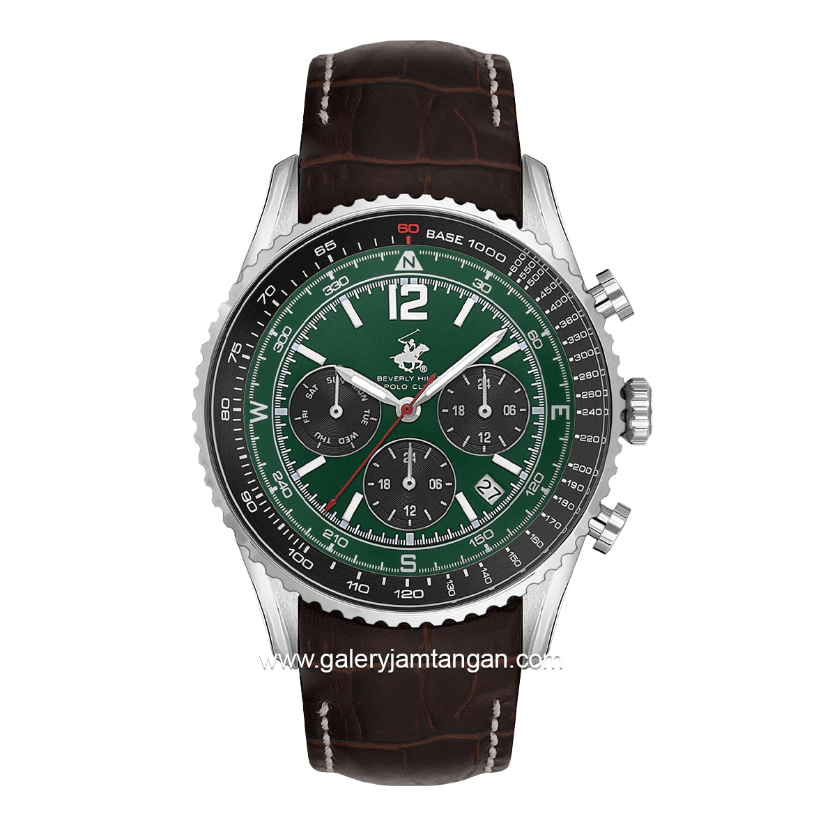 BEVERLY HILLS POLO CLUB BP3723X.372 Brown Dial Green Leather Strap