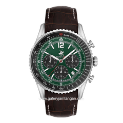 BEVERLY HILLS POLO CLUB BP3723X.372 Brown Dial Green Leather Strap