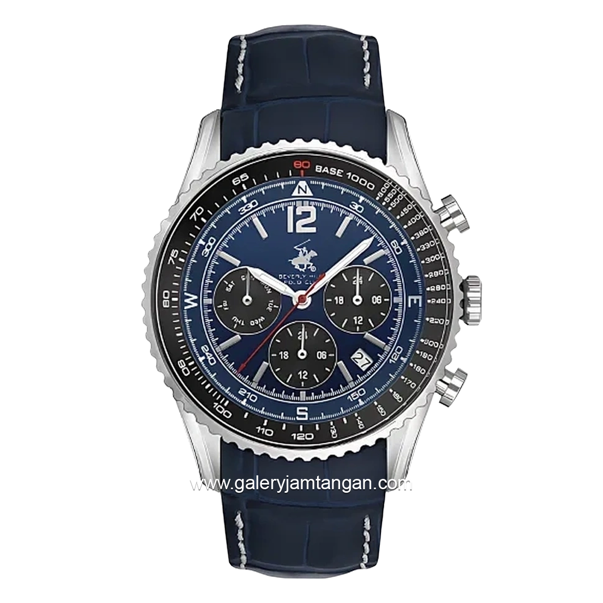 BEVERLY HILLS POLO CLUB BP3723X.399 Navy Silver Leather Strap