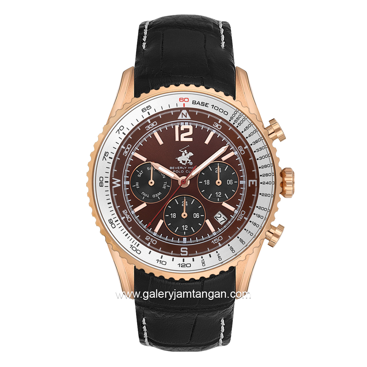 BEVERLY HILLS POLO CLUB BP3723X.442 Black Dial Brown Leather Strap