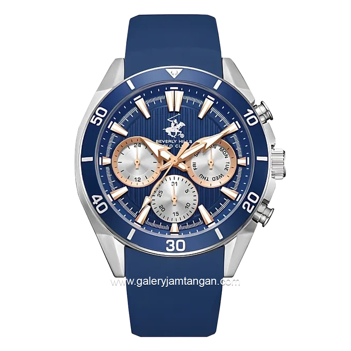 BEVERLY HILLS POLO CLUB BP3730X.399 Multi Function Navy Silicone Strap