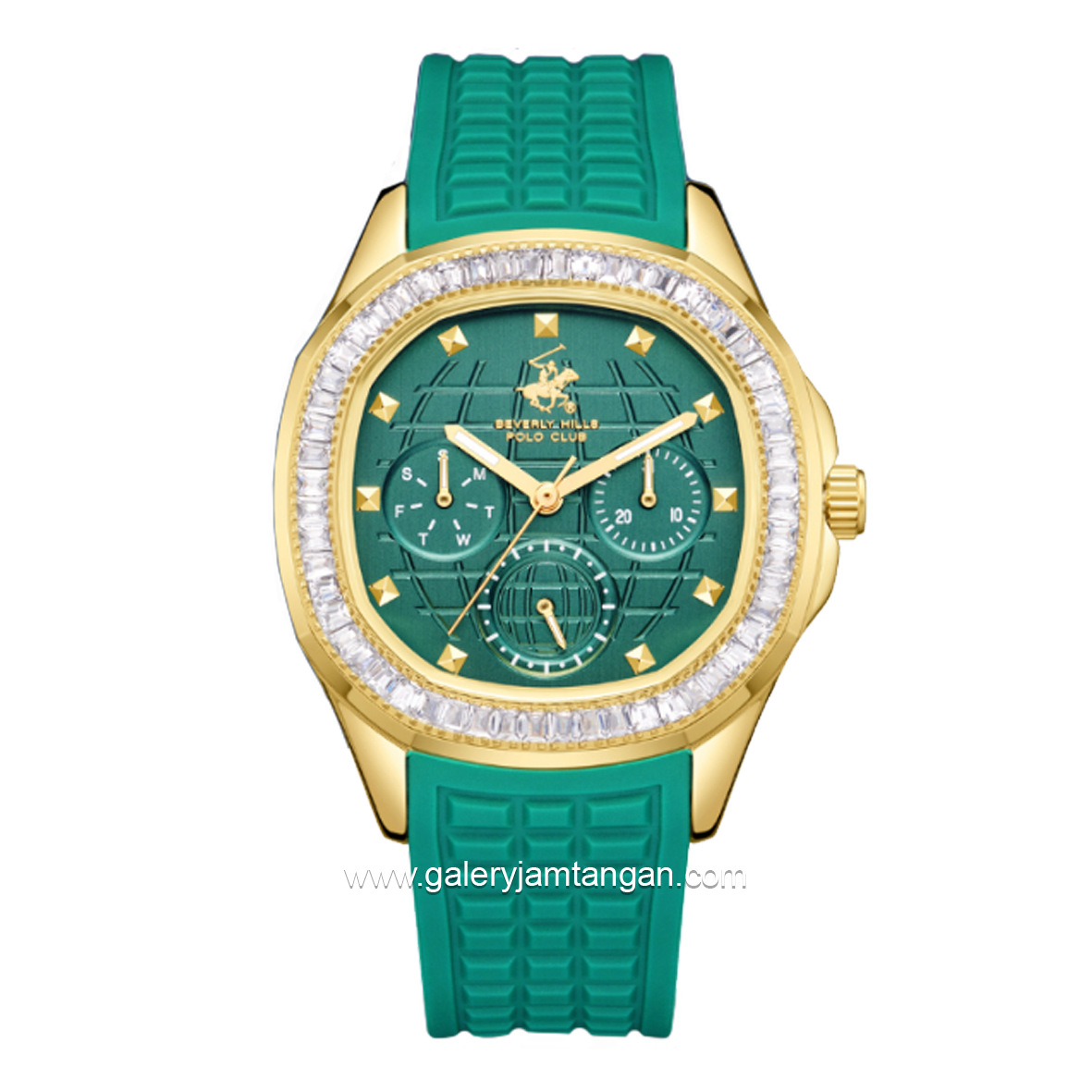 BEVERLY HILLS POLO CLUB BP3735C.175 Green Gold Silicone Strap