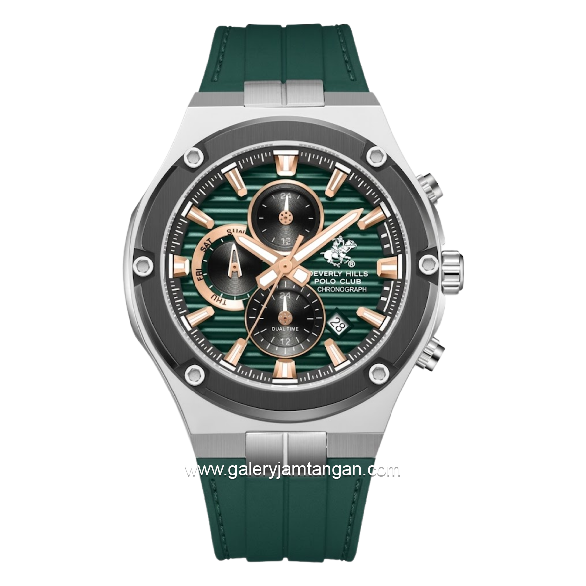 BEVERLY HILLS POLO CLUB BHPC BP3822X.375 Green Silicone Strap