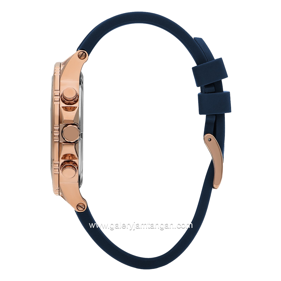 Beverly Hills Polo Club BP3411X.499 Blue Rosegold Rubber Strap