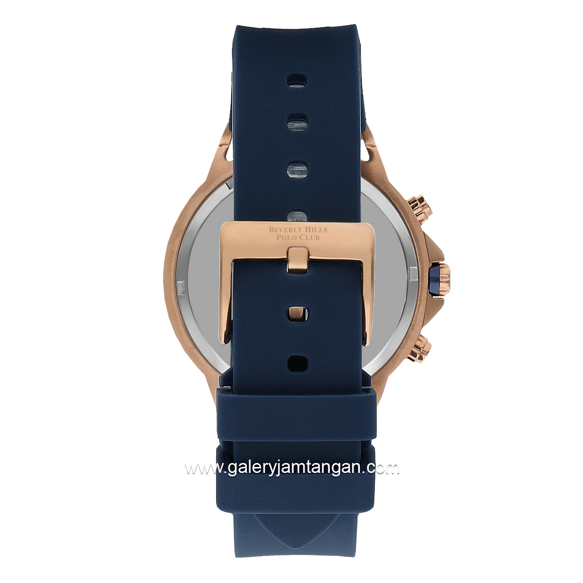 Beverly Hills Polo Club BP3411X.499 Blue Rosegold Rubber Strap