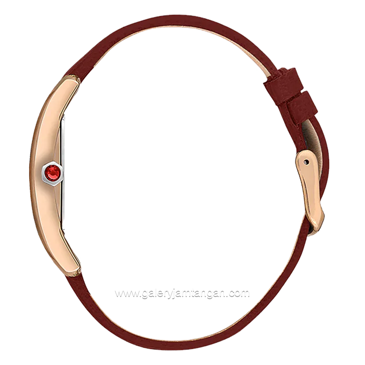 BEVERLY HILLS POLO CLUB BP3613C.428 Red Rosegold Leather Strap