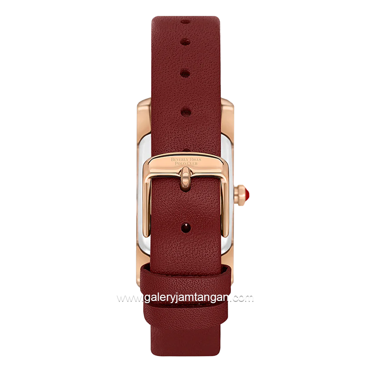 BEVERLY HILLS POLO CLUB BP3613C.428 Red Rosegold Leather Strap