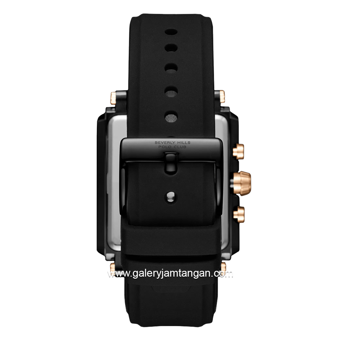 BEVERLY HILLS POLO CLUB BP3661X.651 Black Rosegold Rubber Strap