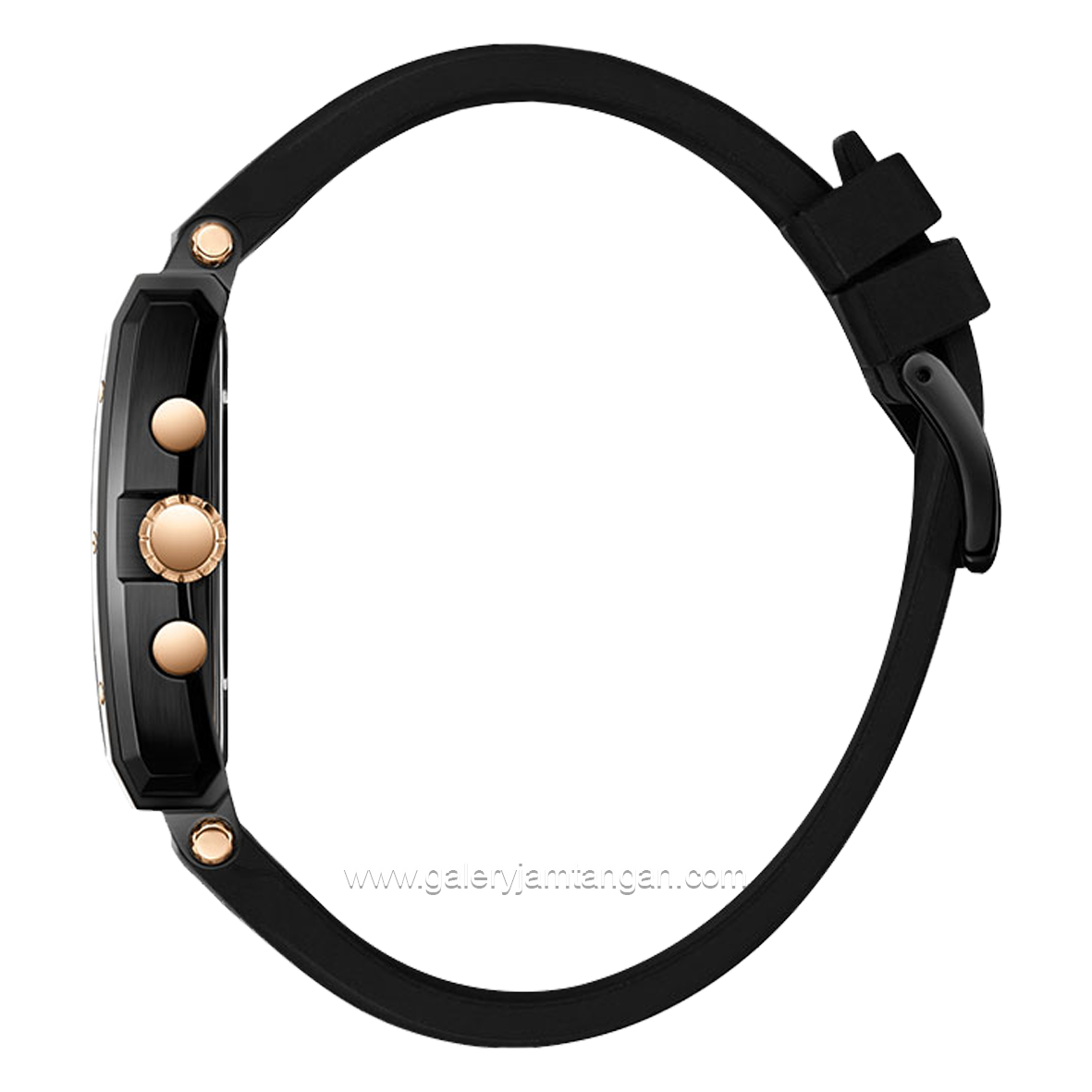 BEVERLY HILLS POLO CLUB BP3661X.651 Black Rosegold Rubber Strap