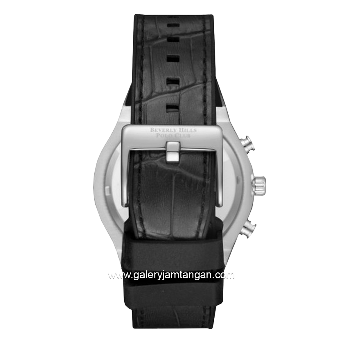 BEVERLY HILLS POLO CLUB BP3690X.366 Black Silver Silicone Leather Strap
