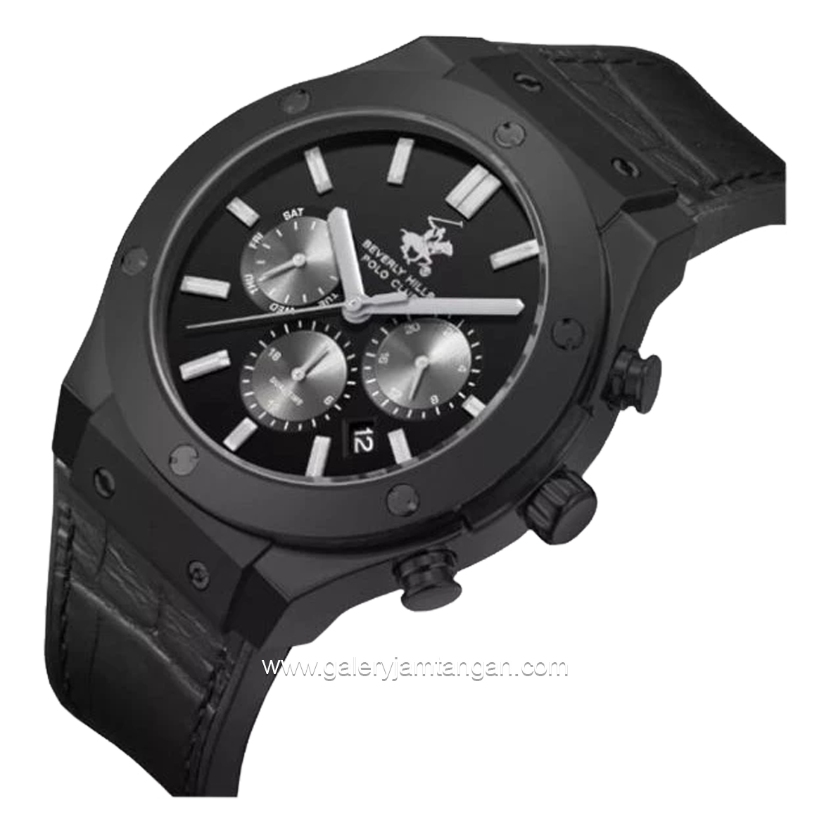 BEVERLY HILLS POLO CLUB BP3690X.651 Full Black Silicone Leather Strap