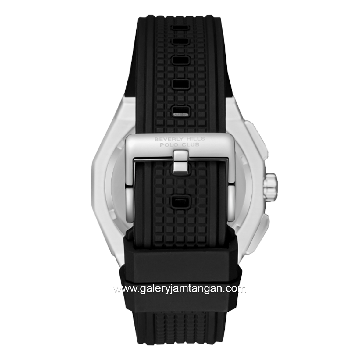 BEVERLY HILLS POLO CLUB BP3718X.351 Black Silver Rubber Strap