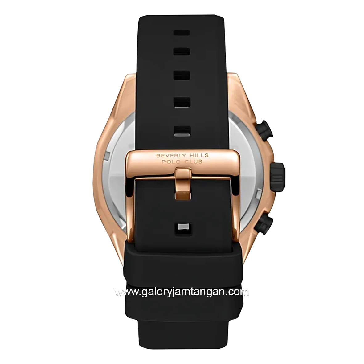 BEVERLY HILLS POLO CLUB BP3730X.461 Multi Function Black Rosegold Silicone Strap
