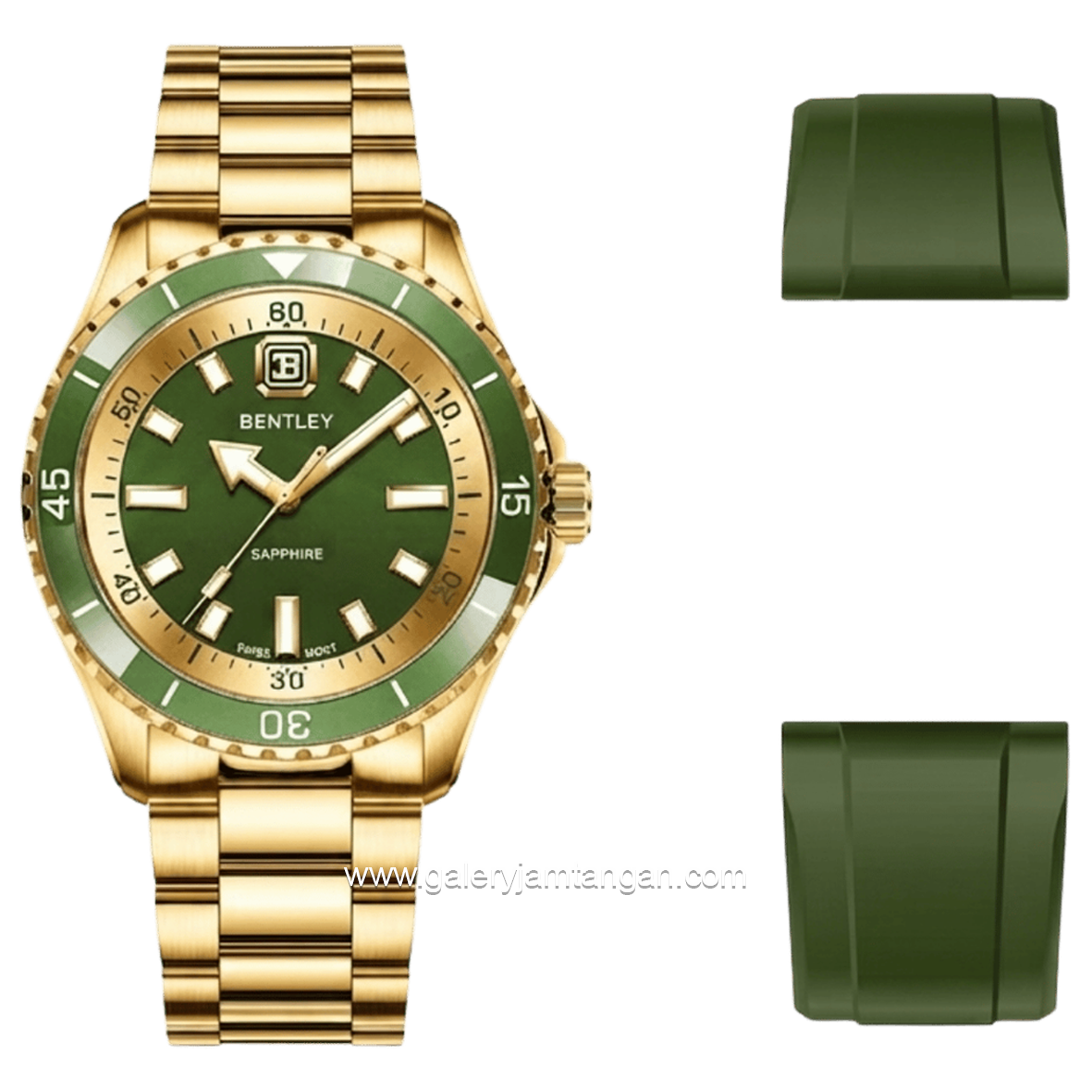 BENTLEY THE AURORA BL-20-31 Gold Dial Green Stainless Steel Strap