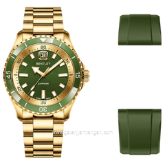 BENTLEY THE AURORA BL-20-31 Gold Dial Green Stainless Steel Strap