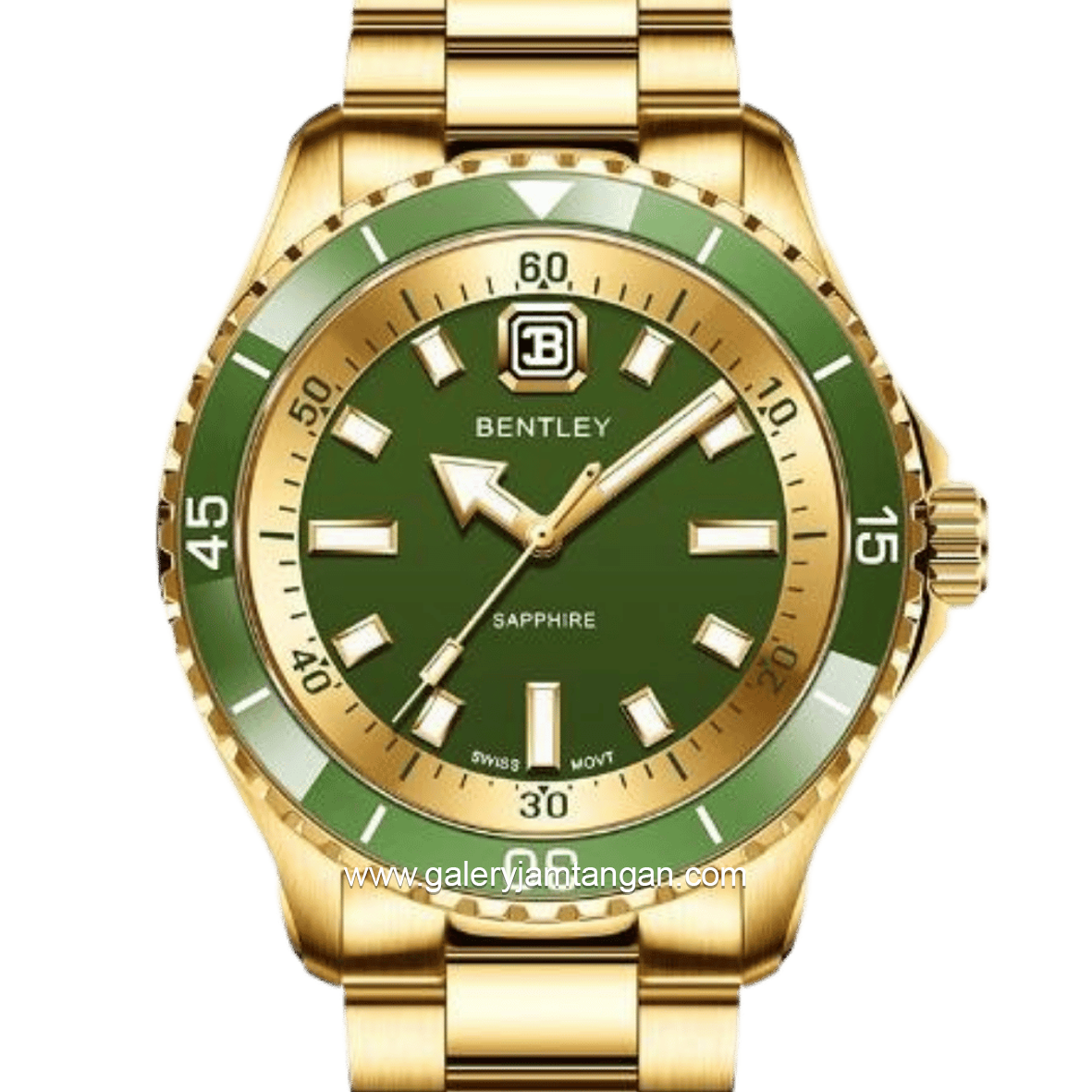 BENTLEY THE AURORA BL-20-31 Gold Dial Green Stainless Steel Strap