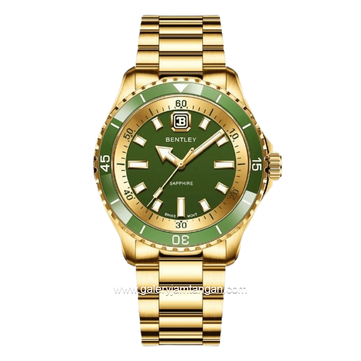 BENTLEY THE AURORA BL-20-31 Gold Dial Green Stainless Steel Strap
