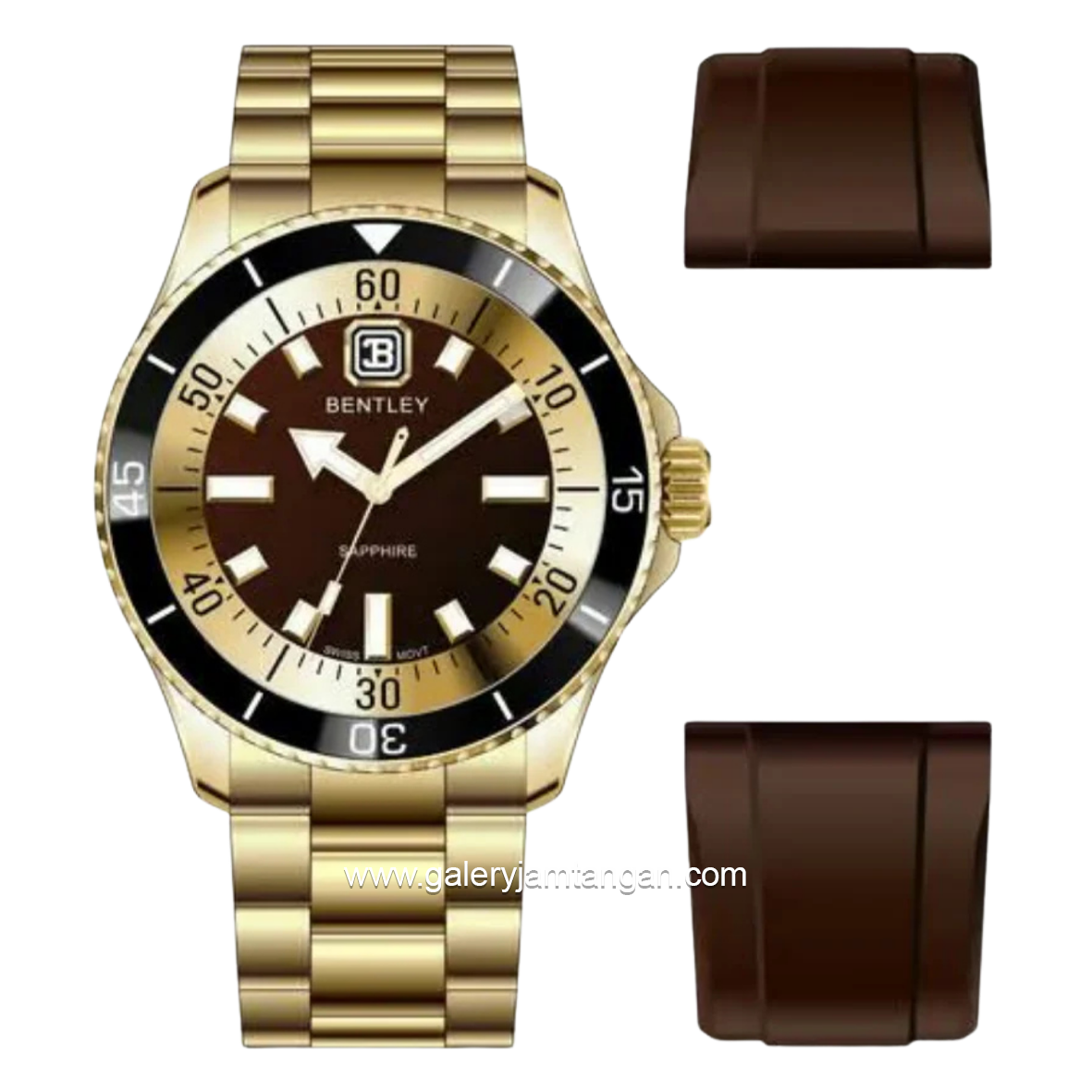 BENTLEY THE AURORA BL-20-32 Gold Dial Brown Stainless Steel Strap