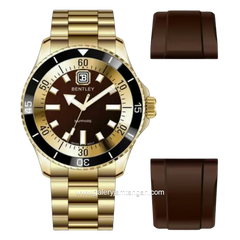 BENTLEY THE AURORA BL-20-32 Gold Dial Brown Stainless Steel Strap