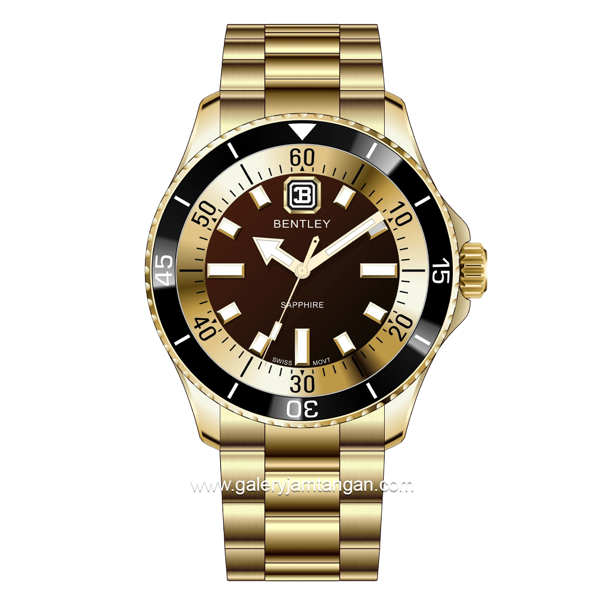 BENTLEY BL-20-32 Gold Dial Brown Stainless Steel Strap