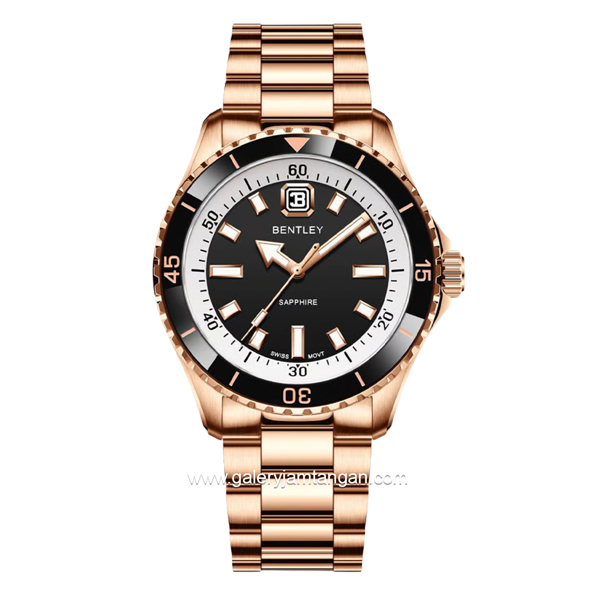 BENTLEY BL-20-48 Rosegold Dial Black Stainless Steel Strap