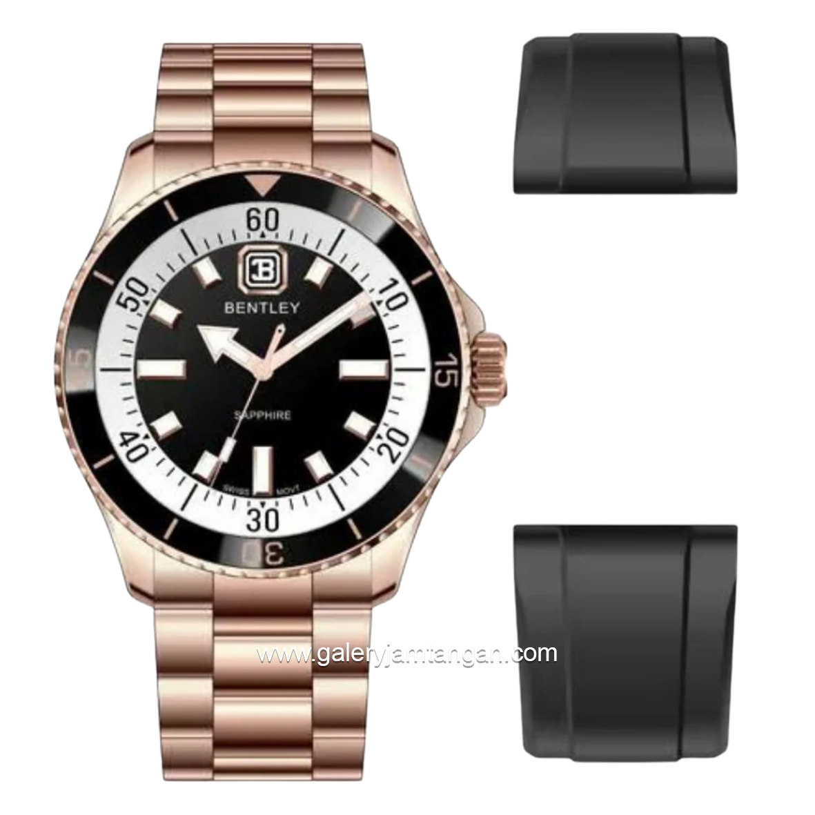 BENTLEY BL-20-48 Rosegold Dial Black Stainless Steel Strap