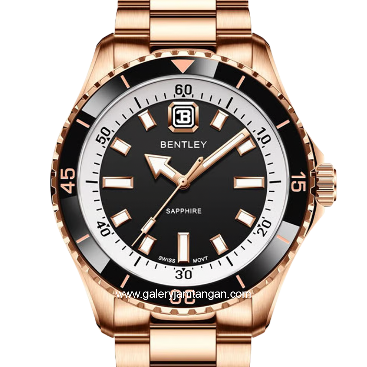 BENTLEY BL-20-48 Rosegold Dial Black Stainless Steel Strap