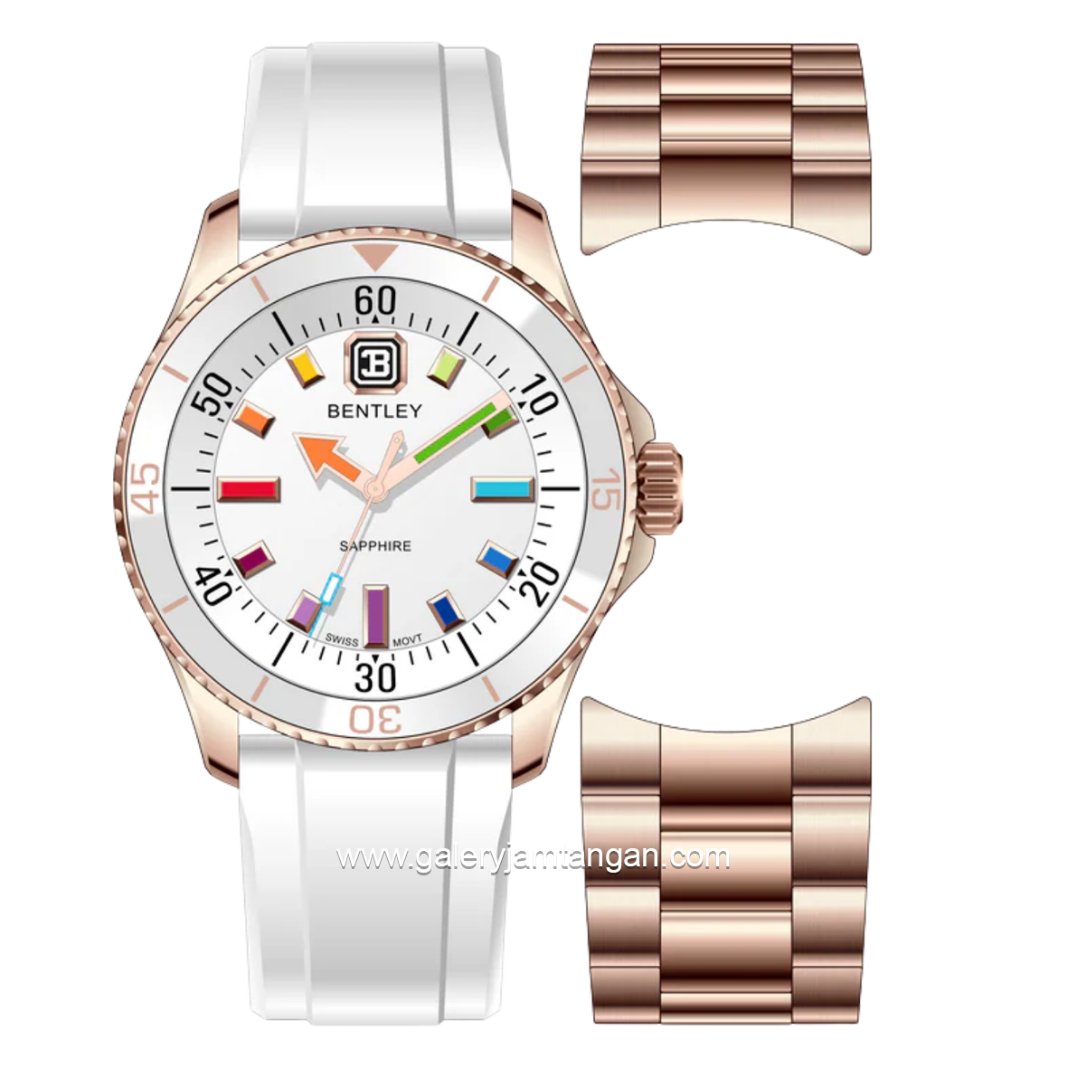 BENTLEY BL-20-49 White Rosegold Dial White Rubber Strap