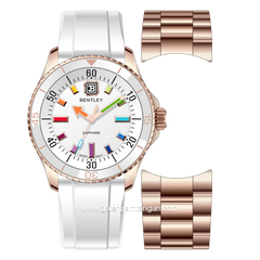 BENTLEY BL-20-49 White Rosegold Dial White Rubber Strap