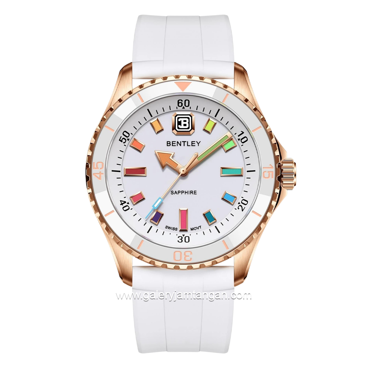 BENTLEY BL-20-49 White Rosegold Dial White Rubber Strap