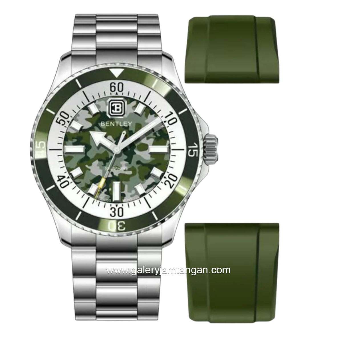 BENTLEY BL-20-83 Silver Dial Green Army Stainless Steel Strap