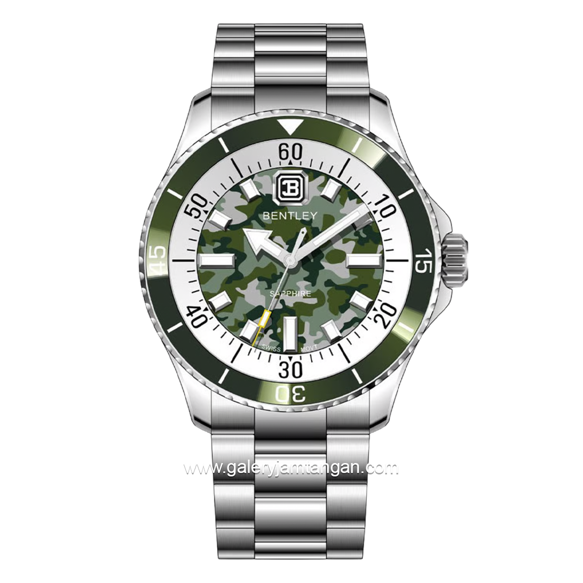 BENTLEY BL-20-83 Silver Dial Green Army Stainless Steel Strap