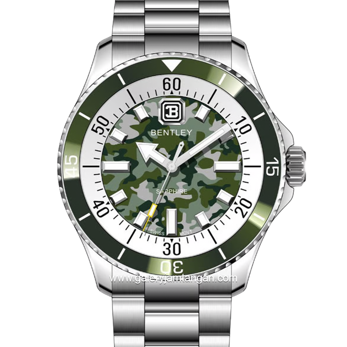 BENTLEY BL-20-83 Silver Dial Green Army Stainless Steel Strap