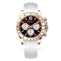 BENTLEY BL-22-40 White Rosegold Dial Brown Rubber Strap