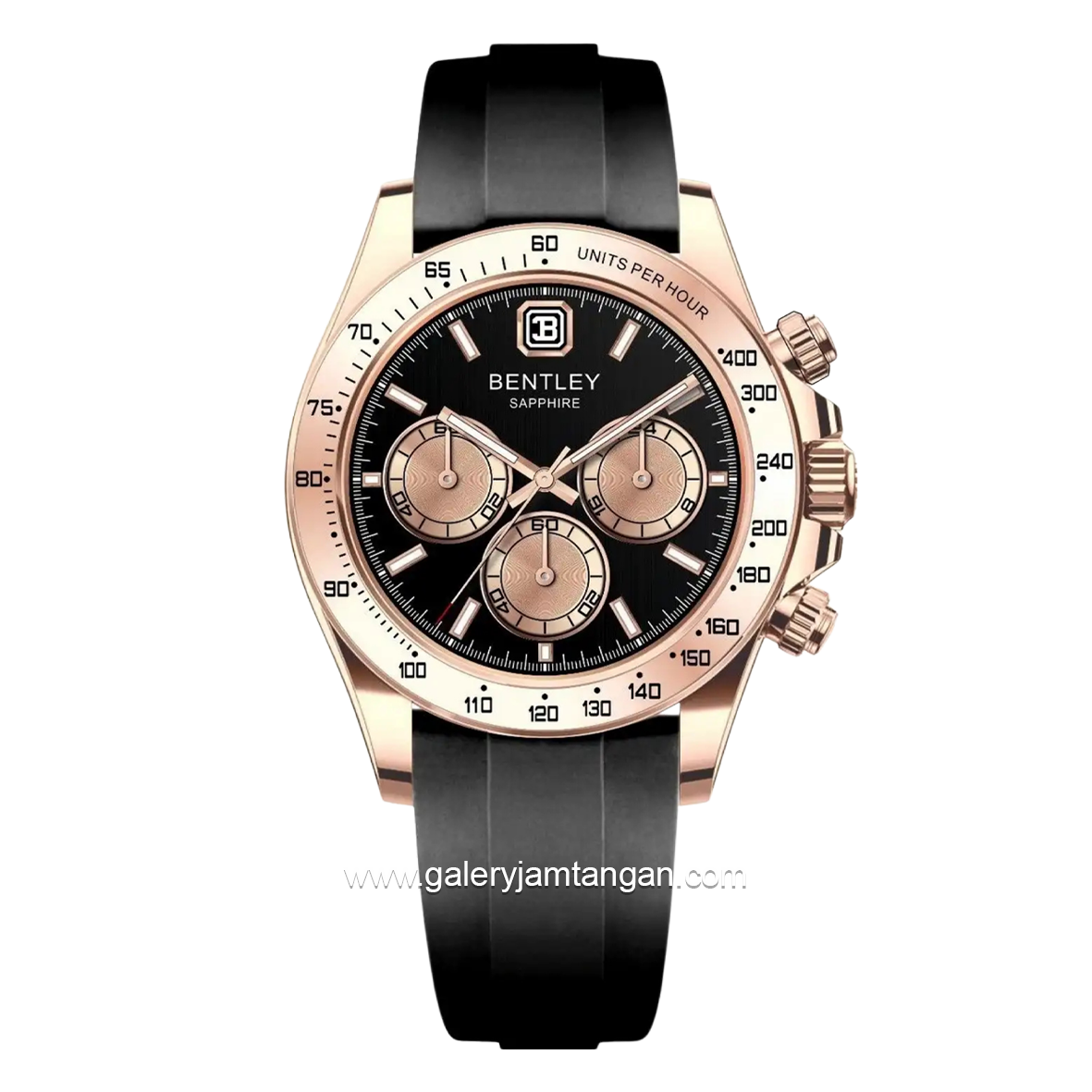 BENTLEY BL-22-41 Black Rosegold Dial Black Rubber Strap