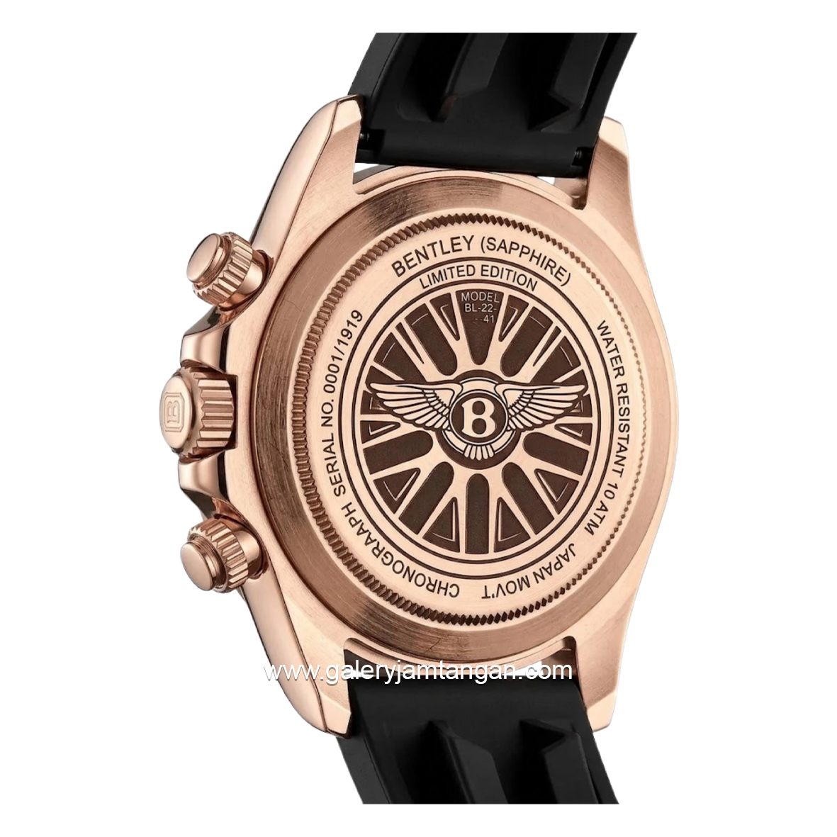 BENTLEY BL-22-41 Black Rosegold Dial Black Rubber Strap