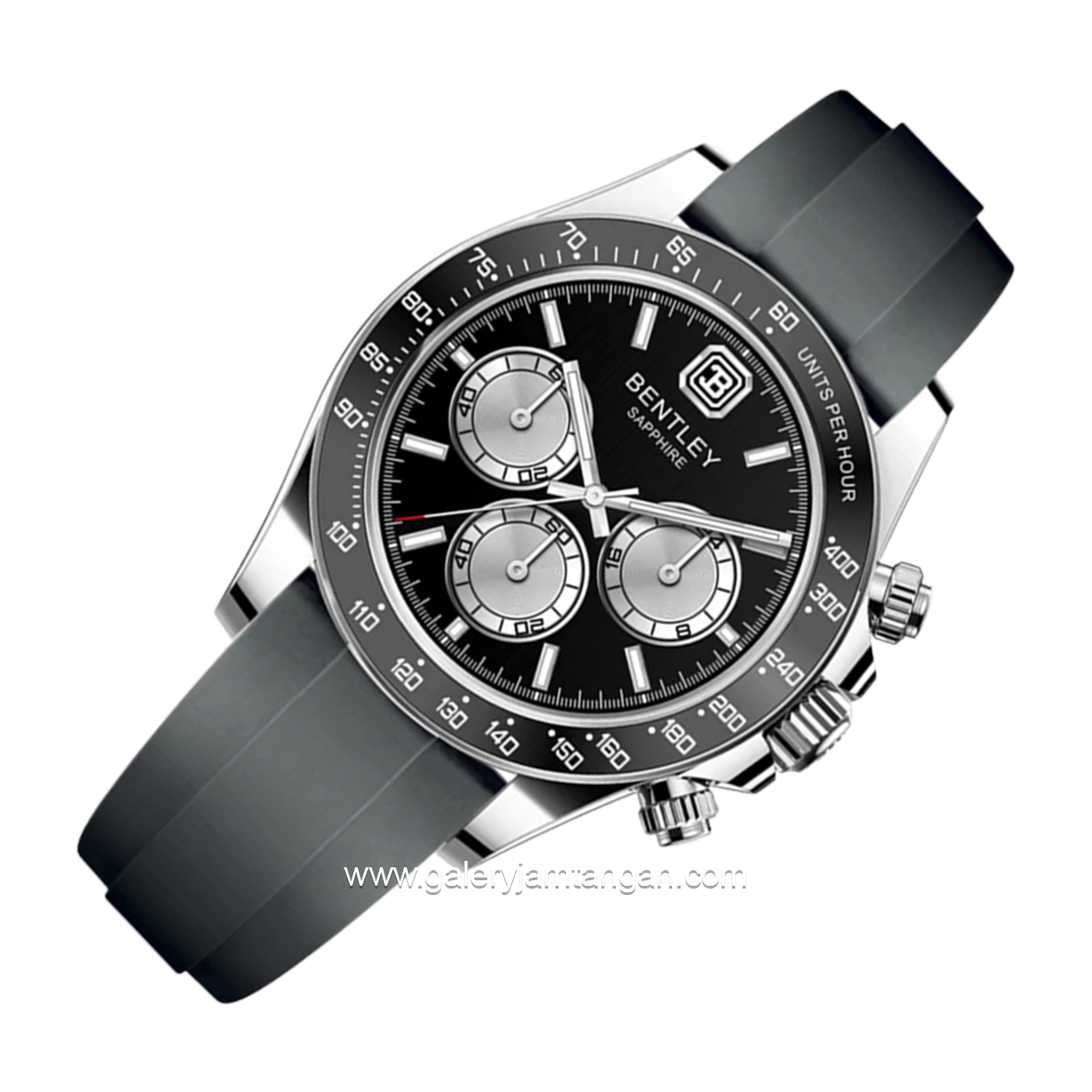 BENTLEY BL-22-68 Black Silver Dial Black Rubber Strap