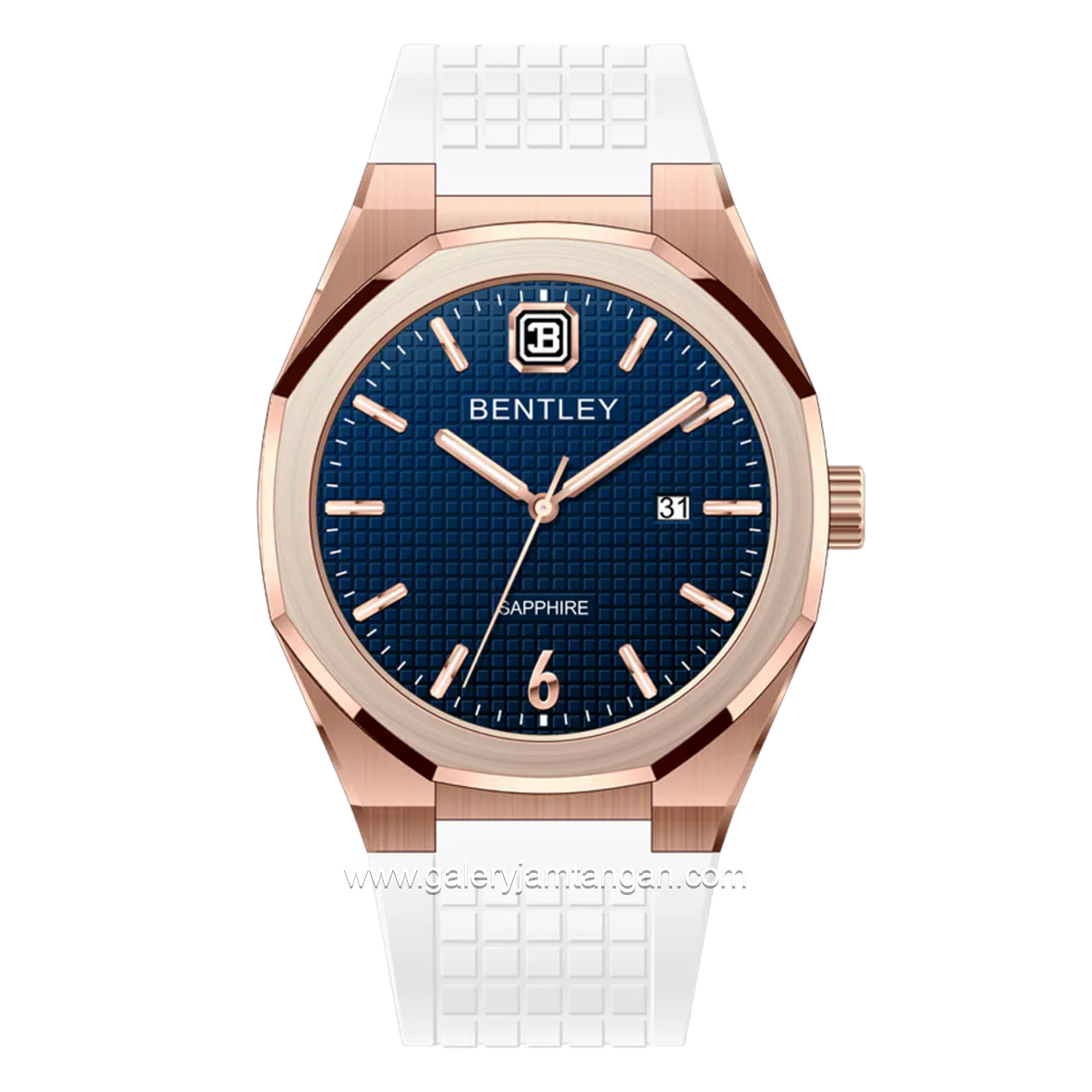 BENTLEY BL-24-39 White Rosegold Dial Blue Rubber Strap