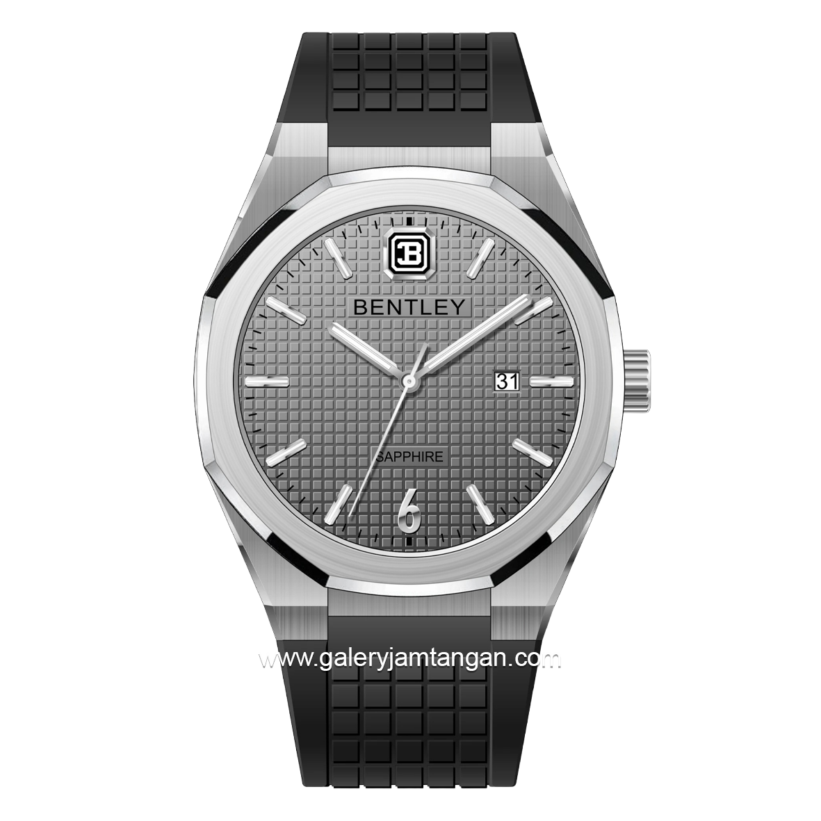 BENTLEY BL-24-70 Black Silver Dial Grey Rubber Strap