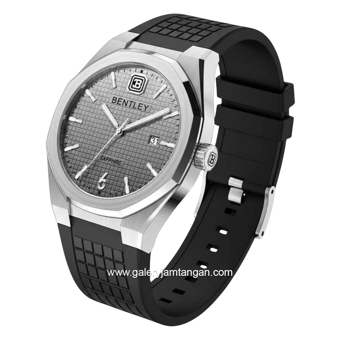BENTLEY BL-24-70 Black Silver Dial Grey Rubber Strap