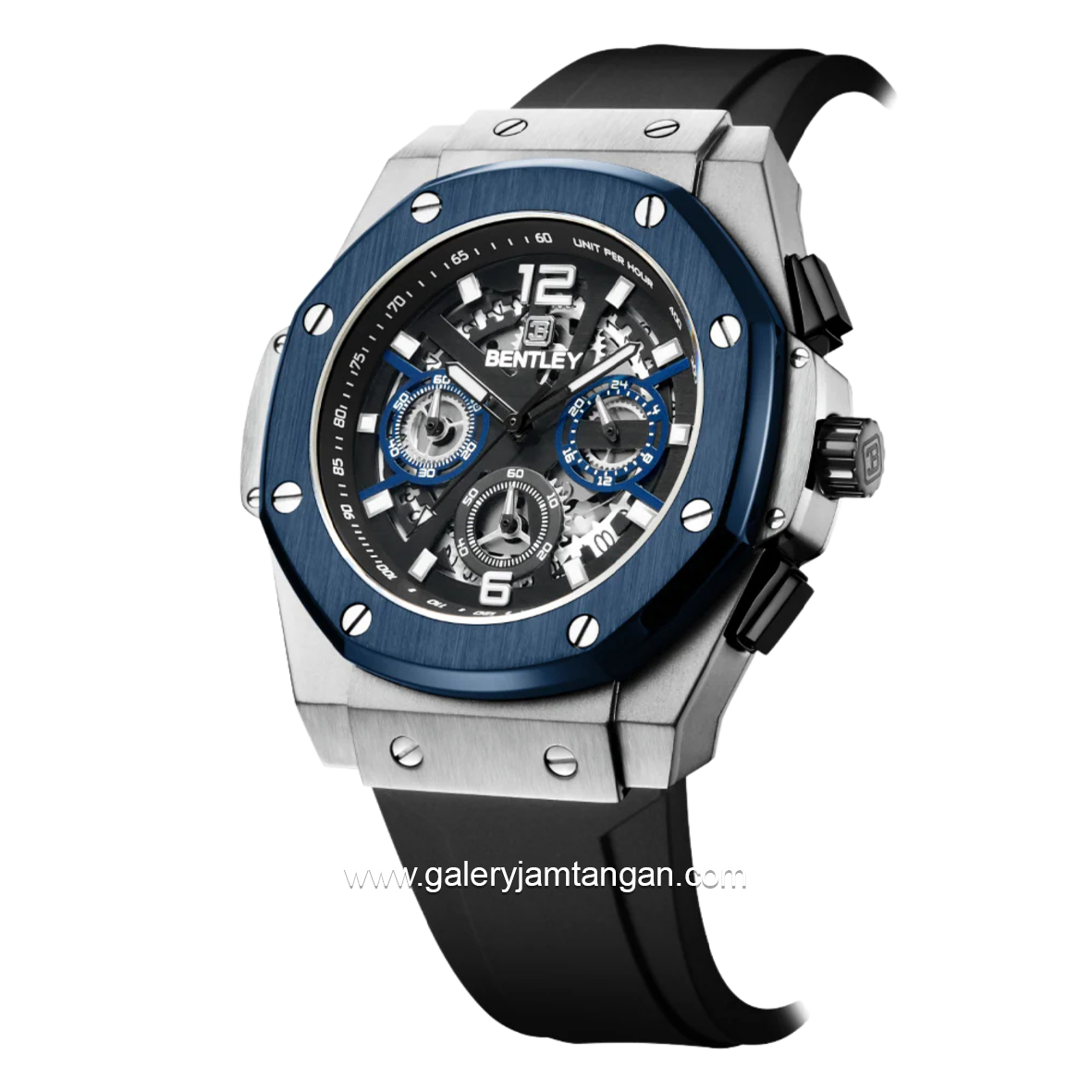 BENTLEY THE KNIGHT BL-25-80 Black Silver Dial Black Rubber Strap
